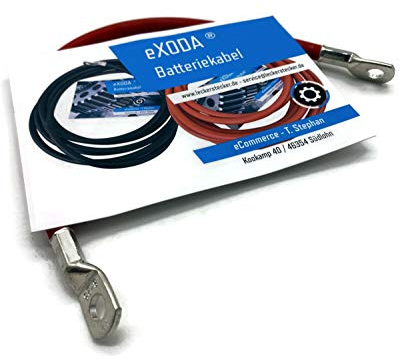 Exoda Batteriekabel 25 mm² 30cm M8 Rot flexibles Kabel für Auto KFZ Boot Motorrad hohe Materialqualität 99 Prozent Kupferanteil temperaturbeständig bis 70°