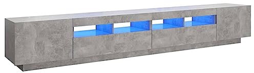 vidaXL TV Schrank mit LED-Leuchten Lowboard Sideboard Fernsehschrank Fernsehtisch TV Möbel Tisch Board HiFi-Schrank Betongrau 260x35x40cm
