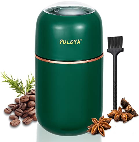PULOYA Coffee Grinder Electric for Beans, Spices, Herbs, Grains and Nuts, Stainless Steel Blades, 2.8 oz, Green
