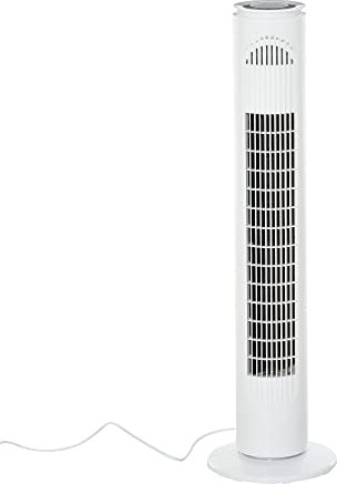 HOMCOM Ventilador de Torre Bajo Consumo con Mando a Distancia o Control Mecánico Temporizador de hasta 10h Oscilación de 70° 3 Velocidades y 3 Modos 45W Ø22x77 cm Blanco