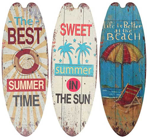 Kisangel 3 Segni di Tavola Surf in Legno Appendere alla Parete per Tavola Surf Appendere alla Parete per Decorazioni Estive per Feste in Casa