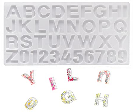 Youery Gießform Silikonform Buchstabe, A-Z & 0-9 Alphabet Silikonformen Gießformen, Zahlen und Alphabet Silikonform, Epoxidharz Harz Form für DIY Schmuck Schlüsselanhänger Anhänger Dekoration