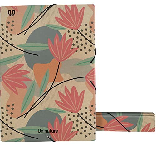 Unipapel - Carpeta de Proyectos, Cartón y Kraft 100% Reciclados, Medidas: 35x25x5cm, Uninature Design Flores, Recycled 100% Credit