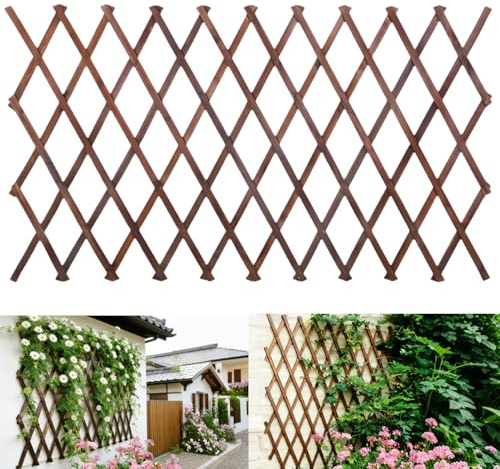 Expandable Garden Trellis, 38 x 89 Large Wooden Lattice Fence Wall Panel Lattice Trellis for Climbing Plants Outdoor Ivy Vine Rose Clematis for Garden Patio Room Decor (1)