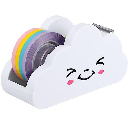 Fituenly Distributore di Nastro da Scrivania, Distributore a Forma di Nuvola per Nastro adesivo, Distributore con Nastro Arcobaleno per Bambini, Ufficio, Forniture Scolastiche