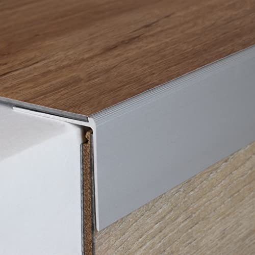 PROVISTON Profilo angolare e bordo per scale | alluminio | 40 x 37 x 1000 mm | argento | profilo metallico | profilo per scale