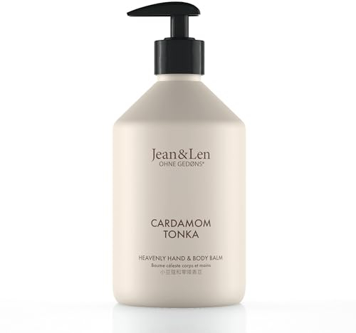 Jean & Len Heavenly Hand & Body Balm Cardamom & Tonka, per un'esperienza di cura profumata, con olio di argan e burro di karité biologici, flacone di alta qualità, senza parabeni e siliconi, 500 ml