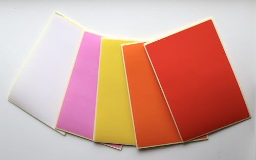 Colour Coding Self-Adhesive Sticky Labels | 102 x 152 mm | 25 Large Labels | 5 of Each Colour in Pack | Multi-Purpose Stickers