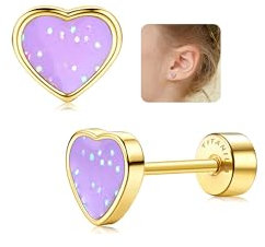 LOLIAS 20G Titan Herz Ohrstecker Ohrringe Für Mädchen Damen14K Gold Süße Kleine Pailletten Ohrstecker Hypoallergene Ohrringe Geschenke Mädchen Knorpel Tragus Ohrstecker Ohr Piercing