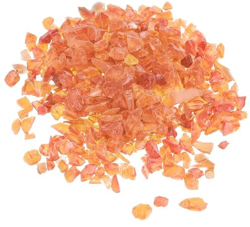 QUARKZMAN Dekorativer Glas-Kies 3-6mm 450g/1 lbs Unregelmäßiger Felsensandstein Orange für Fischbehälter Pflanzendekoration.