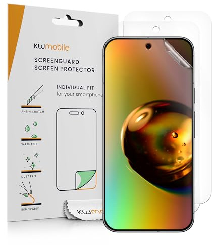 kwmobile Skärmskydd kompatibla med Google Pixel 9 Pro skärmskydd – 3 x ultraklart genomskinliga telefonfilmer
