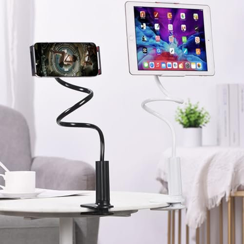 XiXiYang Phone Holder Stand for Bed Flexible Long 1M Arm Mobile Phones Mount Clamp on Desk Phone Stand for Filming Compatible with most Mobile phone and ipad(17cm) - Phone Stand for Content