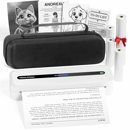 Itari Bluetooth mobil skrivare, termoskrivare A4 Inkless Portable Printer – ny uppgradering 300DPI skrivare liten för mobiltelefon