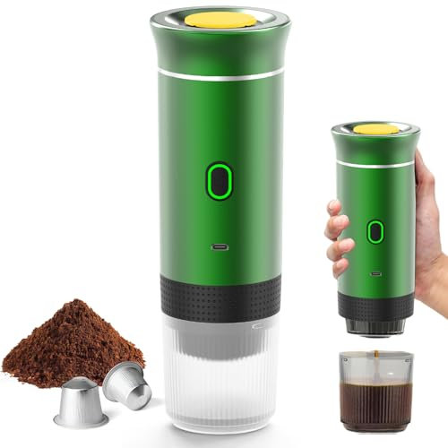 Cafetera espresso 3 en 1, cafetera multicápsulas con autocalentamiento de 4 a 6 minutos, para cápsulas pequeñas o grandes y café molido, cafetera portátil para oficina y hogar (color verde)
