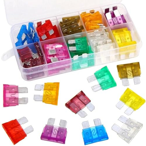 50PCS Car Fuses Assortment Kit - Standard Blade Automotive Fuse Set for Cars, Trucks, & More, Includes Various Amperages for Complete Electrical Protection