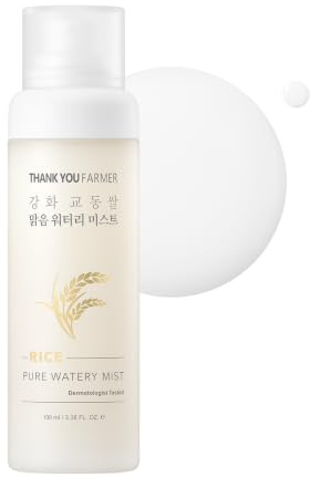 THANKYOU FARMER Rice Pure Watery Mist 100ml - Vegan, Spray Mist, GesichtsSprühen, Hautberuhigendes, Koreanische Hautpflege, Korean Rice Extract