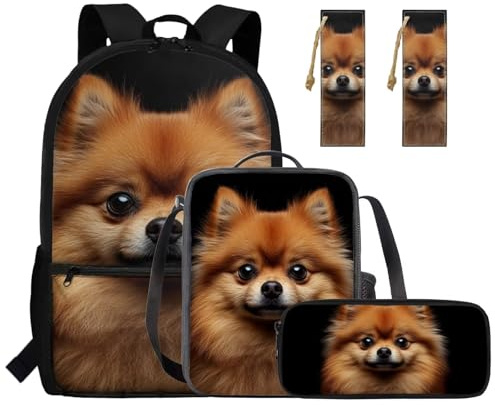 HUGS IDEA Zaino scolastico per ragazze adolescenti, 43 cm, borsa per libri per bambini, con set portapranzo, Pomerania, Taglia unica