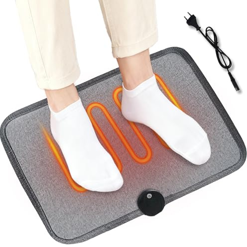 YANGUN Scaldapiedi Elettrico, 50 x 35 cm Tappetino Riscaldante per Piedi con Interruttore a Pedale, 8 Impostazioni di Calore, Cuscinetto Riscaldante per Piedi, per Casa e Ufficio