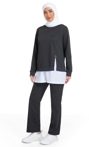 Muslimah Modest Workout Sets for Women Long Sleeve Tops & Pants 2 Piece Outfit Gym Running Sports Wear