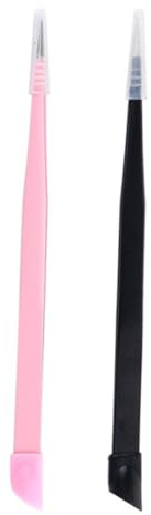Homoyoyo Pinzas de Manicura de Acero Inoxidable Portátiles Diseño de Doble Cabeza y Varilla de Prensado Pack de 2 Piezas para Uso Profesional y Personal en Decoración de Uñas