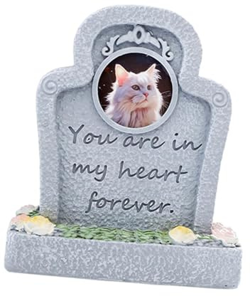 QUXVUIS Monument commémoratif pour Animaux de Compagnie, stèle funéraire en résine pour Chat, pour Porche extérieur, en Forme de cœur d'ange, Gris, Éternel