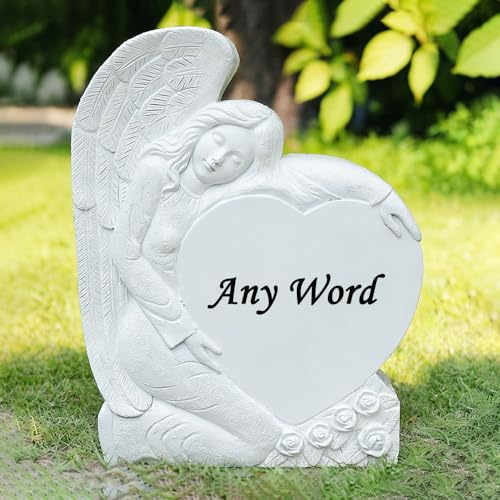 Personalisierte Gedenksteine, Engelssteine, graviert mit jedem Wort – Grabmarkierungen für den Außenbereich, Friedhofssteine, Gedenktafel mit Engelsstatue als Beileidsgeschenk