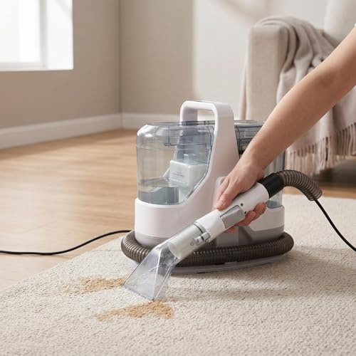 Fockety Macchina Lavamoquette, Potente Aspirapolvere Portatile da 600 W 16Kpa con Cavo di Alimentazione Lungo 10 Piedi e Tubo Lungo 6 Piedi, Smacchiatore per Tappezzeria, Divano