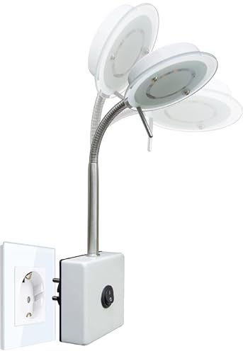 Trango Lampada a spina 2604 in bianco opaco incl. 5 Watt 3000K lampadina modulo LED bianco caldo, lampada da lettura, lampada da cucina, lampada da parete luce notturna, lampada da presa