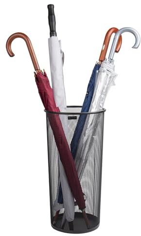 Mind Reader Umbrella Rack Stand for Canes Walking Sticks Umbrellas, Metal Mesh, Black, Mittel