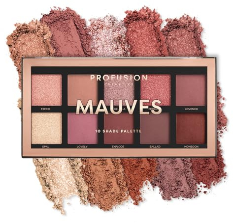 Profusion Cosmetics Mauves Lidschatten-Palette mit 10 Farbtönen (mischbare Multi-Finish-Neutrale und Dusty Rose bis Pflaumentöne)