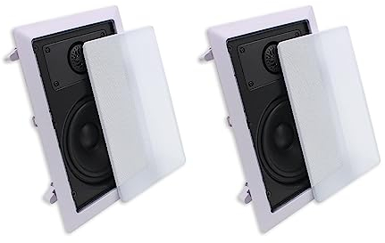 Herdio 5,25-Zoll-2-Wege-Einbaulautsprecher, perfekt für die Platzierung im Innen- und Außenbereich – Bad, Küche, überdachte Veranden (Paar, lackierbares Gitter)