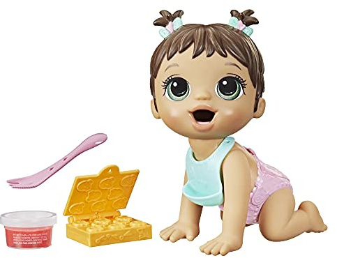 Baby Alive Lil' Snacks Doll - Eats & Poops, Snack-Themed 8-Inch Baby Doll, Brown Hair, Ages 3+