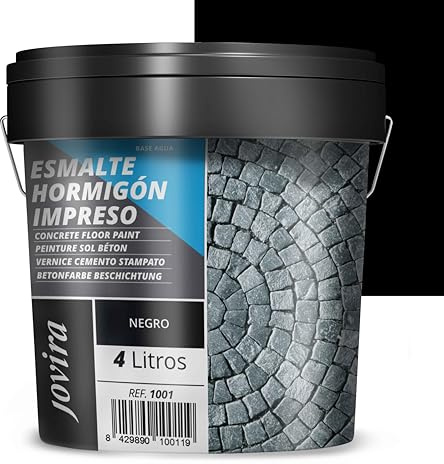 JOVIRA PINTURAS Resina-Esmalte Hormigón Impreso. Resina renovadora para pavimentos de hormigón. (4 Litros, Negro) D-34