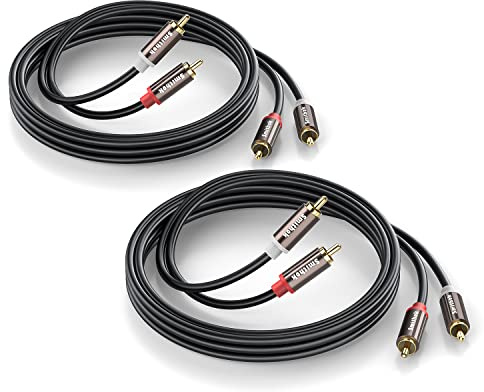 Smithok RCA Cables 2 Pack[Hi-Fi Sound, PVC Jacket, Shielded], 2-Male to 2-Male RCA Audio Stereo Subwoofer Cable Auxiliary Cord for Home Theater,Amplifiers,HDTV,Hi-Fi Systems,Speakers… (3.3Ft/1m)
