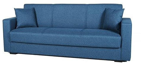 Arredo Stock Divano letto moderno Afrodite (Blu, 3 posti) 212x80x87 cm