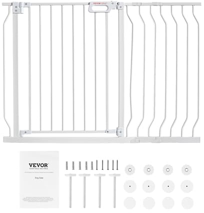VEVOR Cancelletto di Sicurezza per Bambini Larghezza Espandibile 75-123 cm Altezza 76 cm Cancello di Sicurezza per Cani Gatti per Scale Porte Corridoi Senza Forare Ampia Apertura a 180° Colore Bianco