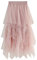 GPLOPEEY Damen Y2k Tüllrock Mehrlagiger Tutu-Rock mit hoher Taille Unregelmäßiger, plissierter, elastischer A-Linien-Midirock Streetwear (02 Pink, One Size)