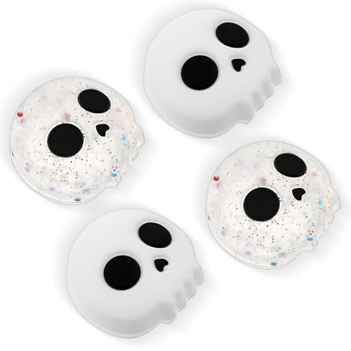 YUXIANLB Halloween Thumb Grip Caps, 4 Pcs Cute Silicone Joystick Cap Covers Joycon Accessories, Skull Thumbstick Cover Compatible with Nintendo Switch/OLED/Switch Lite