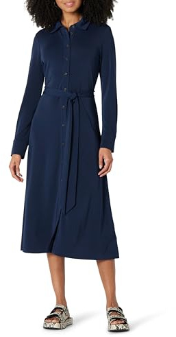 Amazon Essentials Vestido Midi de Punto Mate para Mujer, Ajuste Regular, Color Azul Marino, Talla L