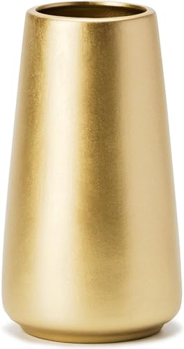 Vase doré clair – Vase à fleurs en céramique dorée de 15,2 cm pour décoration de maison/table/accentuation, vases minimalistes modernes en céramique pour centres de table, décoration de chambre, salon