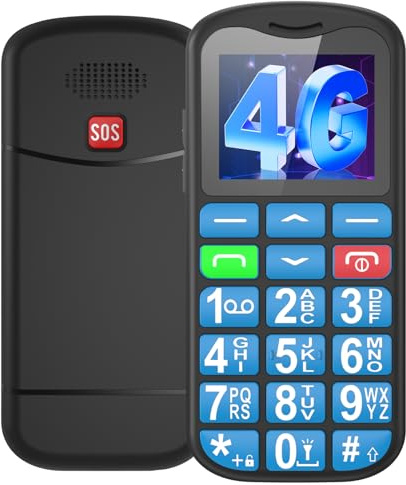 Ufferson 4G Téléphone Portable Senior Débloqué avec Grandes Touches | 1.8 LCD Écran | Haut Volume | Bouton SOS | Telephone Portable Senior Basique avec Numérotation Rapide | Torche |Station de Charge
