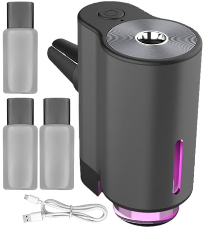 Qfdiwr Difusor De Aceite Inteligente Recargable 3x4,6x6,1 Cm Ambientador Inteligente Para Coche,200MAH,Hardware,con 3 Uds * Aceite Vegetal,Aerosol De Aromaterapia Automotriz Con Atomizador Ultrasónico