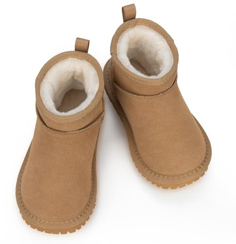 Mishansha Niños Botas de Nieve para Niñas Cálido Cómodas Botines de Invierno Antideslizantes Caqui Gr.33