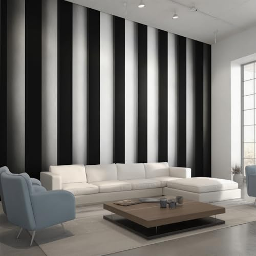Black and White Stripe Photo Wallpaper for Bedroom, Striped Wall Mural for Living Room, Black and White Wallpaper 300x210 Nonwoven Wall Paper Home Decor W17