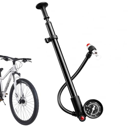 Pompe à choc pour vélo de montagne, pompe à suspension à valve Schrader sans perte d'air, amortisseur de fourche à air 300 psi, pompes amortisseurs haute pression avec manomètre pour VTT, vélos de