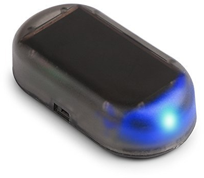 Onerbuy Solar Power Simulated Car Alarm LED Light Anti-theft Warning Lights Flashing Security Lamp (Blue)