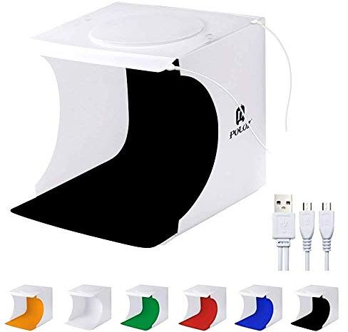 Loboo Idea Tragbare Fotostudio-Box, tragbares Fotozelt, für Fotografie und kleine Gegenstände, mit 2 LED-Panels und 6 Farbhintergründen