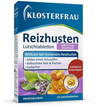 Klosterfrau Reizhusten Lutschtabletten | 24 Stück | Salbei-Honig Geschmack | wirksam bei trockenem Reizhusten | zuckerfrei