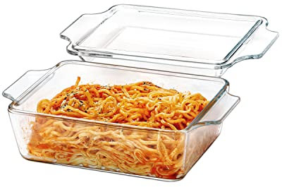 NUTRIUPS Rectangular Glass Casserole Dish with Lid, 1 QT, 5.7 x 7