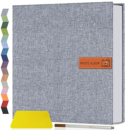 Popotop Large Photo Album Self Adhesive 4x6 5x7 8x10 Scrapbook Album DIY Picture Book,Gifts for Mom,Family Baby and Wedding,with Metal Pen and Plastic Board